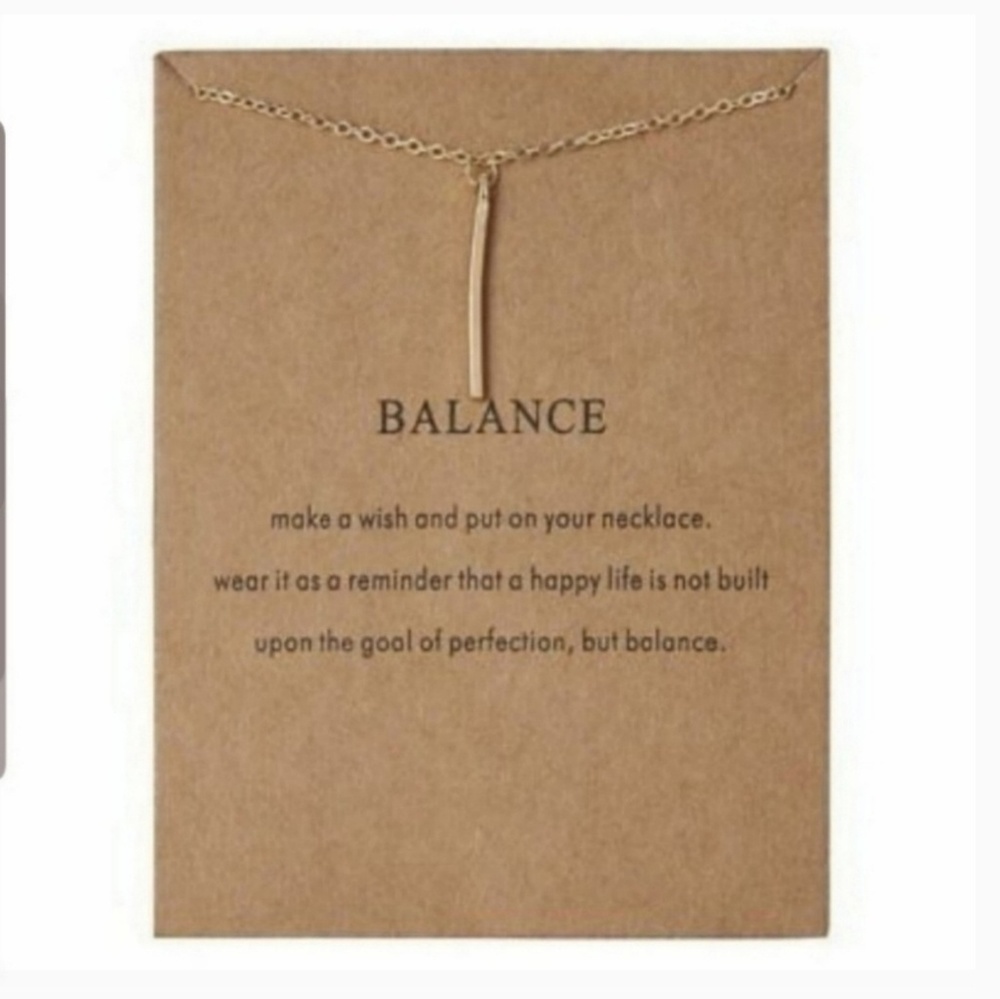 Gold "Balance" Vertical Bar Pendant Necklace